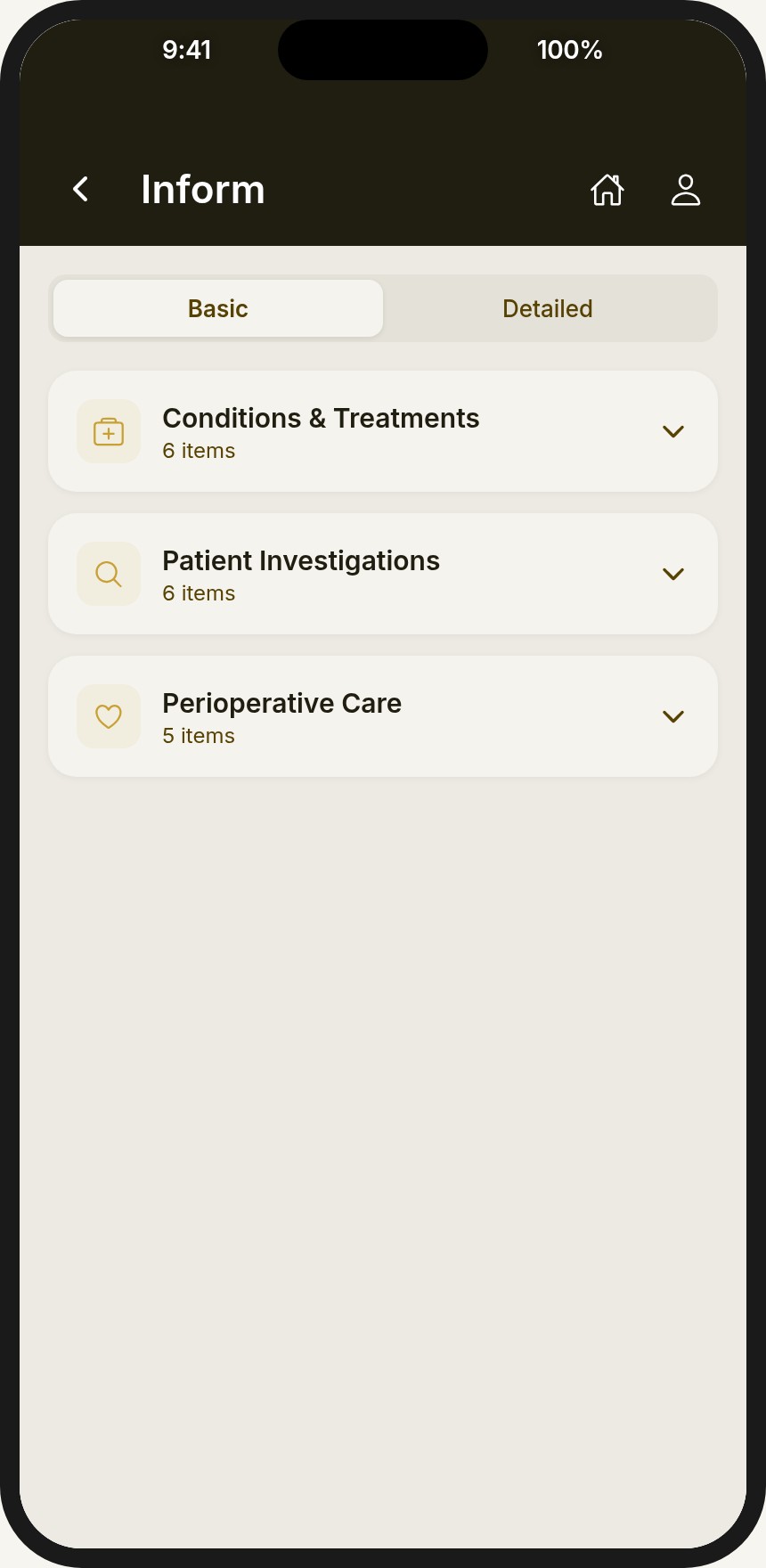 Library screen of the Meridian patient app